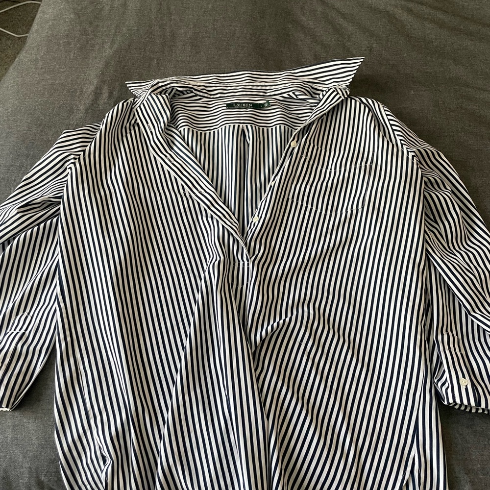 Ralph Lauren Navy and White Striped Top